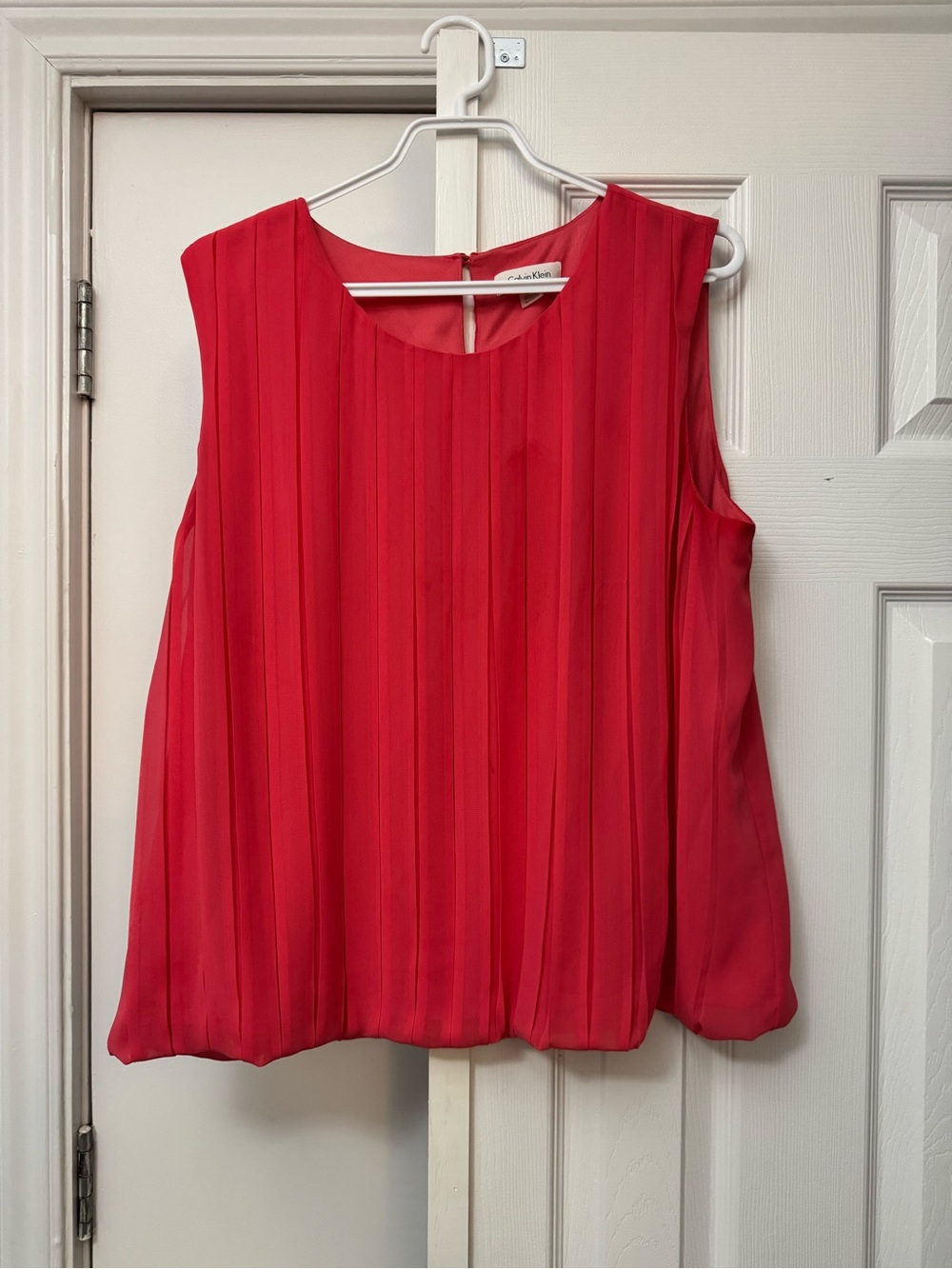 Calvin Klein Red Pleated Sleeveless Camisole